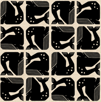 By The Seaside - Grumpy Whale - Night Sky Unbleached Canvas