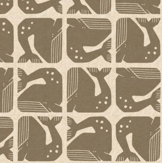 By The Seaside - Grumpy Whale - Gray Unbleached Katoen