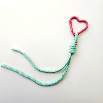 Bag Charm Koord Munt/Roze