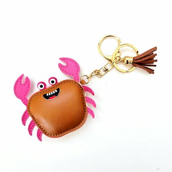 Bag Charm Krab cognac/roze