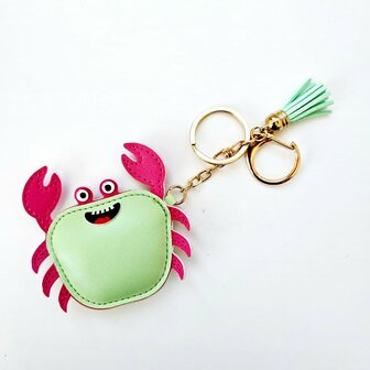 Bag Charm Krab munt/roze
