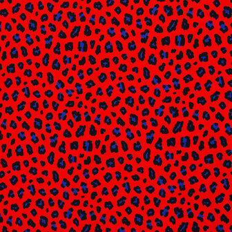 Canvas Leopard rood/kobalt