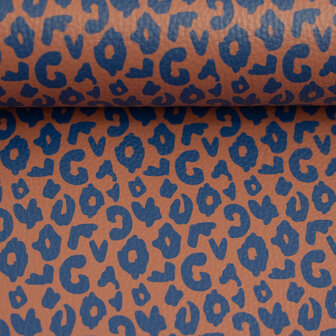 Kunstleer Wild Cognac/Donkerblauw