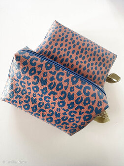 Kunstleer Wild Cognac/Donkerblauw