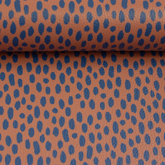 Kunstleer Brush Cognac/Donkerblauw