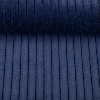 Ribfluweel donkerblauw