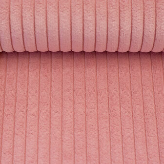 Ribfluweel roze