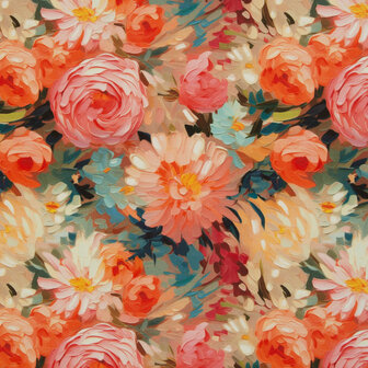 Aura Canvas - Bloemen koraal/roze