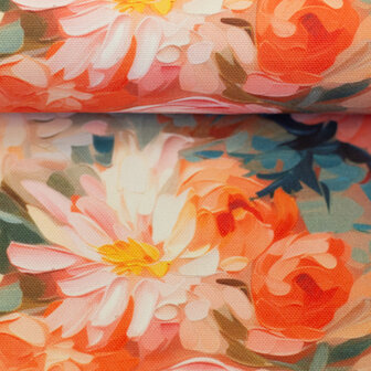 Aura Canvas - Bloemen koraal/roze