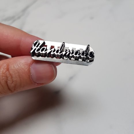 'Handmade' label zilver/nikkel written