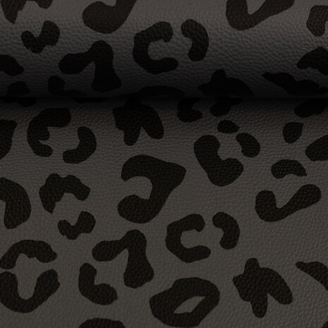 Kunstleer Leopard Grijs/Zwart