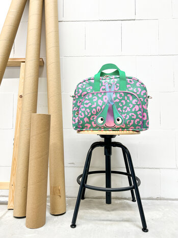 Kunstleer Leopard Groen/Roze