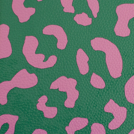 Kunstleer Leopard Groen/Roze