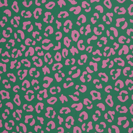 Kunstleer Leopard Groen/Roze