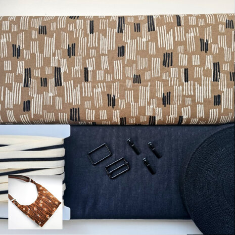 DIY pakket - Esmee tas Lines Earth / Obsidian