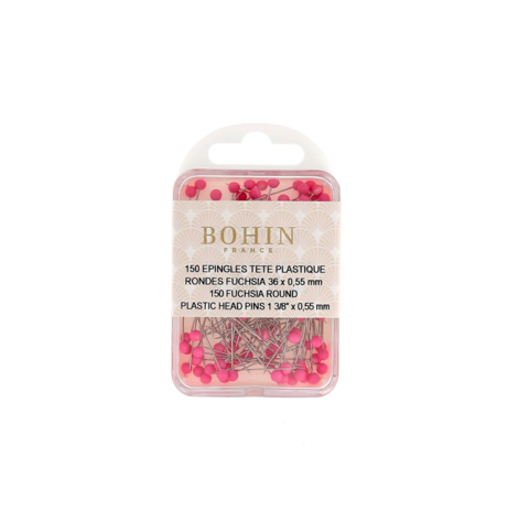 Bohin - Speldjes met ronde fuchsia kunststofkop