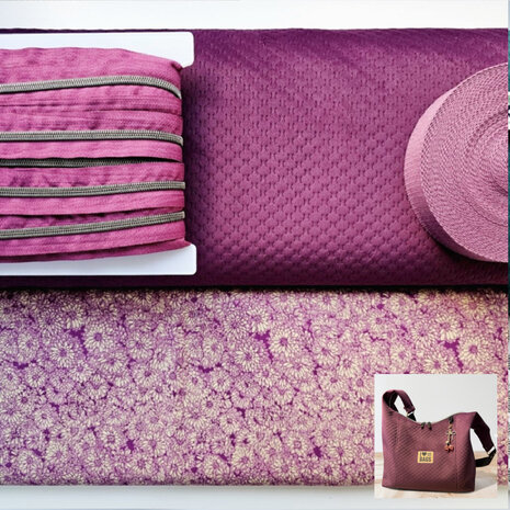 DIY pakket - Esmee tas Fluweel Orchid / Mums in Mauve