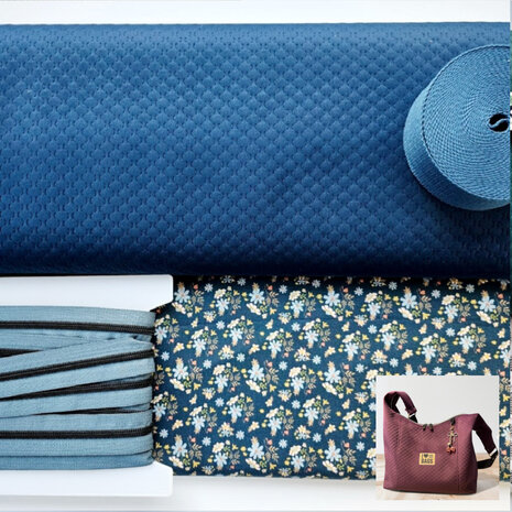 DIY pakket - Esmee tas Fluweel Blauw / Posies Night