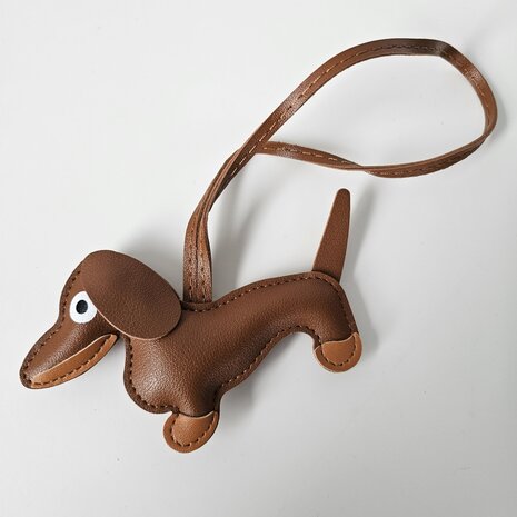 Bag Charm Hond cognac