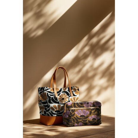 Canvas Bloemen Groen/Bruin/Paars