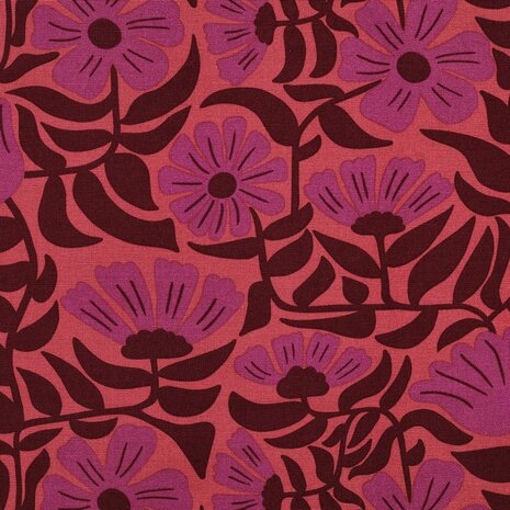 Canvas Bloemen Aubergine/Orchid