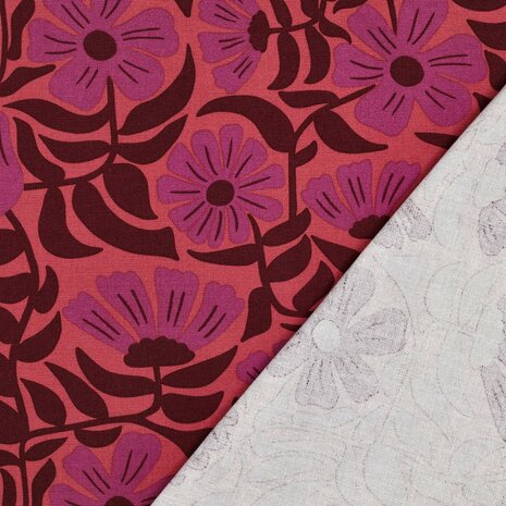 Canvas Bloemen Aubergine/Orchid