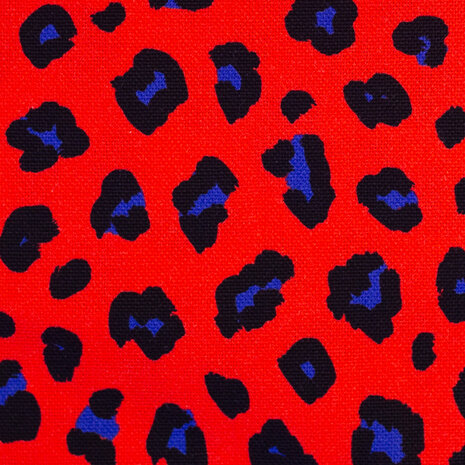 Canvas Leopard rood/kobalt