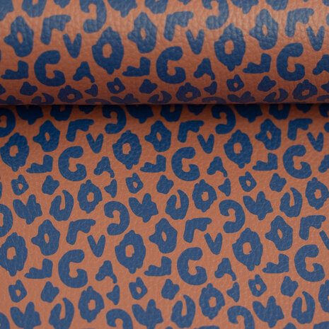 Kunstleer Wild Cognac/Donkerblauw