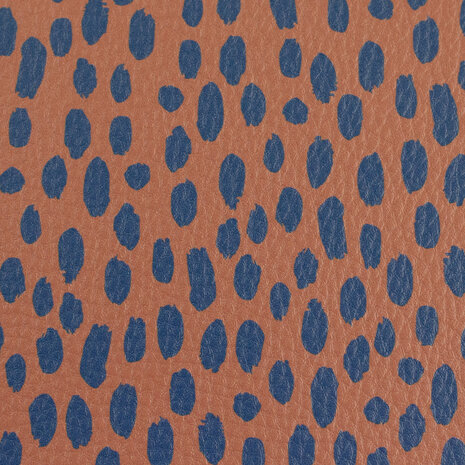 Kunstleer Brush Cognac/Donkerblauw