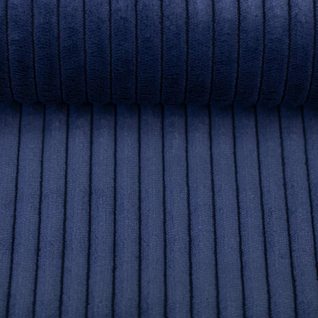 Ribfluweel donkerblauw