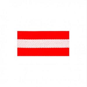 Tassenband 30 mm rood met wit gestreept