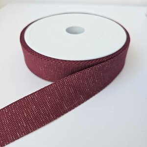 Tassenband 30 mm hibiscus/bordeaux met glitter SOEPEL